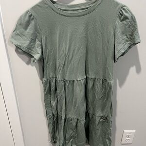 Gap Women's Green Tiered Mini Tshirt Dress